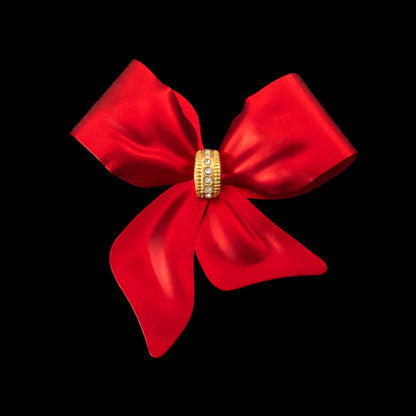 Weihnachtliche-Brosche-große-rote-Schleife-Metall-Strass