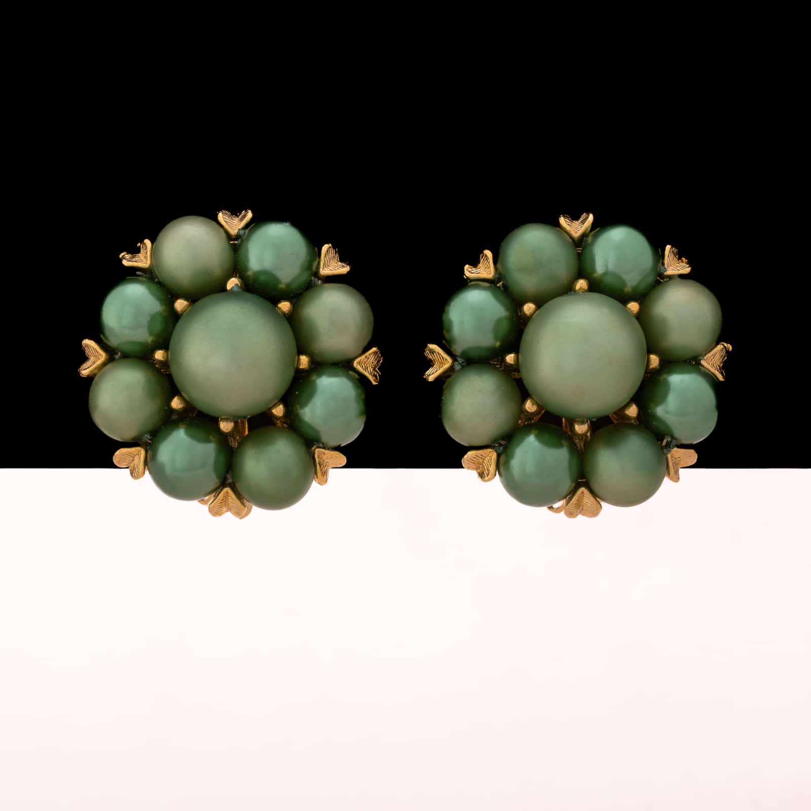 Grüne-Vintage-Perlen-Ohrclips