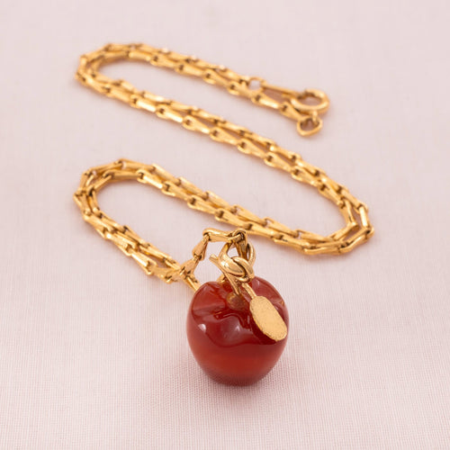 Gold-plated necklace with a carnelian apple pendant