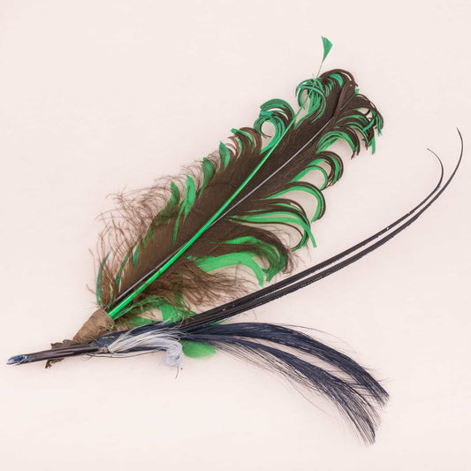 Hutschmuck-Federn-Grün-Braun-Original-20er-Jahre