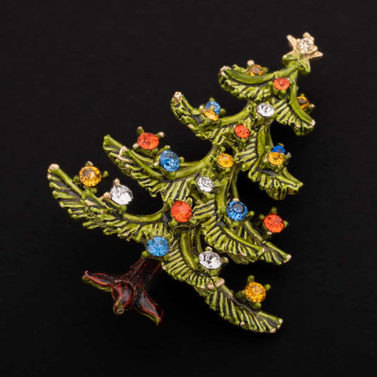 ART-Weihnachtsbaum-Brosche-grün-emailliert-mit-bunten-Strasssteinen