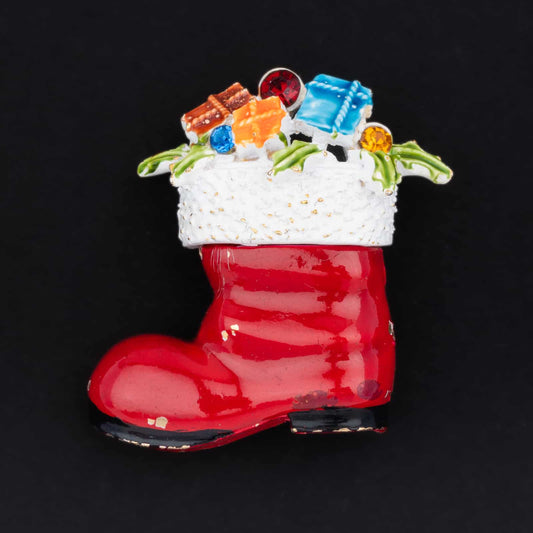 Art-Vintage-Weihnachtsbrosche-Santas-Stiefel