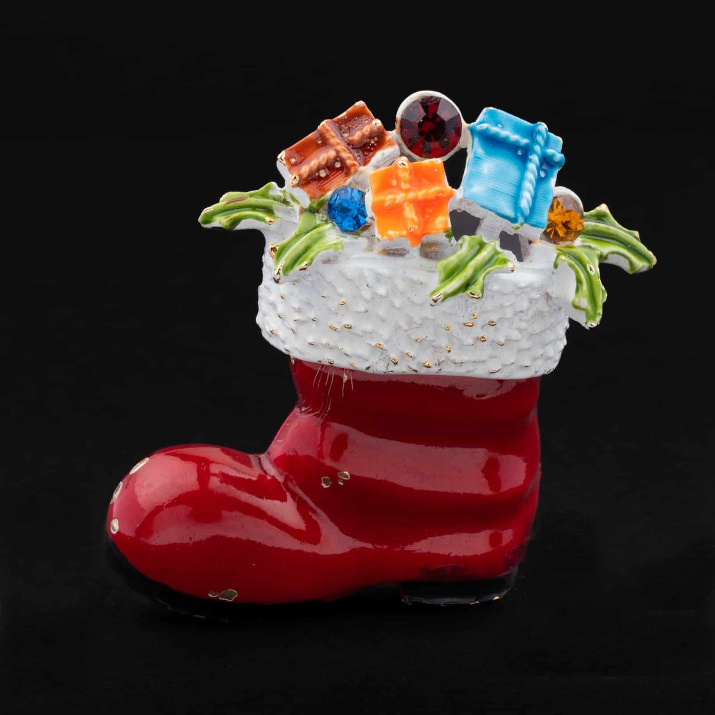 Art-Vintage-Weihnachtsbrosche-Santas-Stiefel