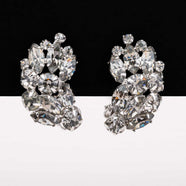 WEISS Rhinestone clip-on earrings in smoke gray