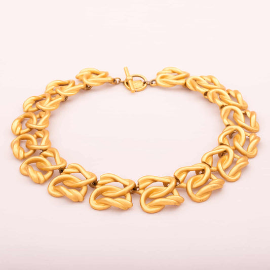 Anne-Klein-mattvergoldetes-Collier-90s-Vintage
