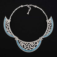 Vintage rhinestone necklace with blue baguette stones