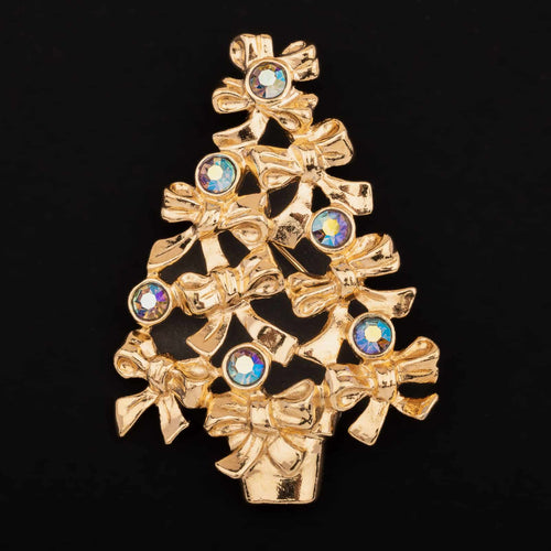 AVON Christmas Tree Brooch with cheerful bows