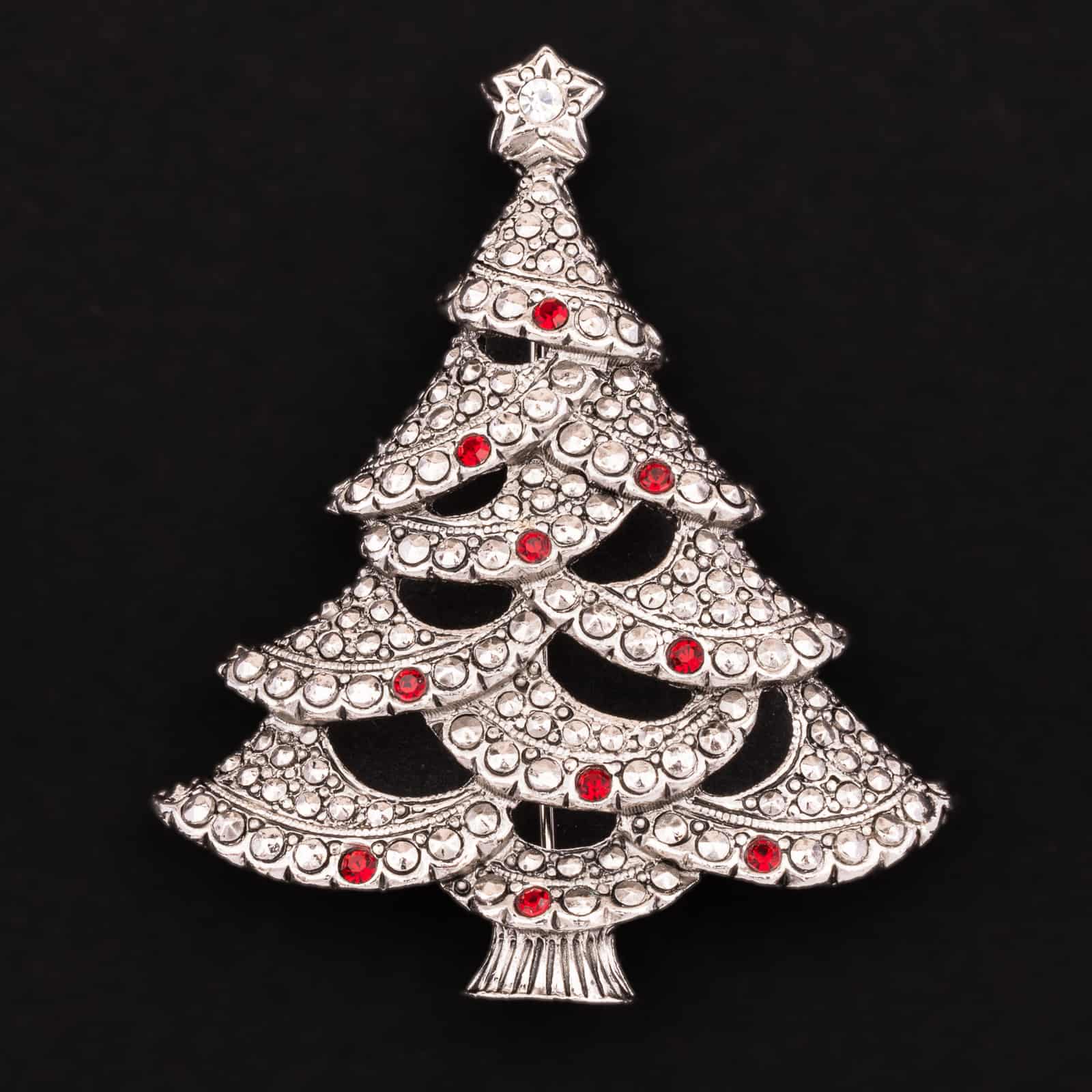 Avon-silberfarbene-Markasiten-Weihnachtsbaum-Brosche