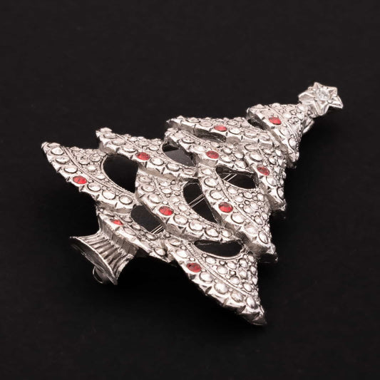 Avon-silberfarbene-Markasiten-Weihnachtsbaum-Brosche