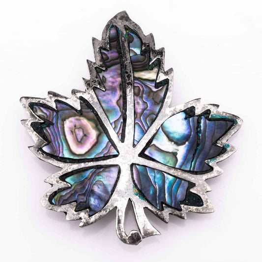 Mexiko-Silber-Brosche-Blatt-Abalonen-Inlay