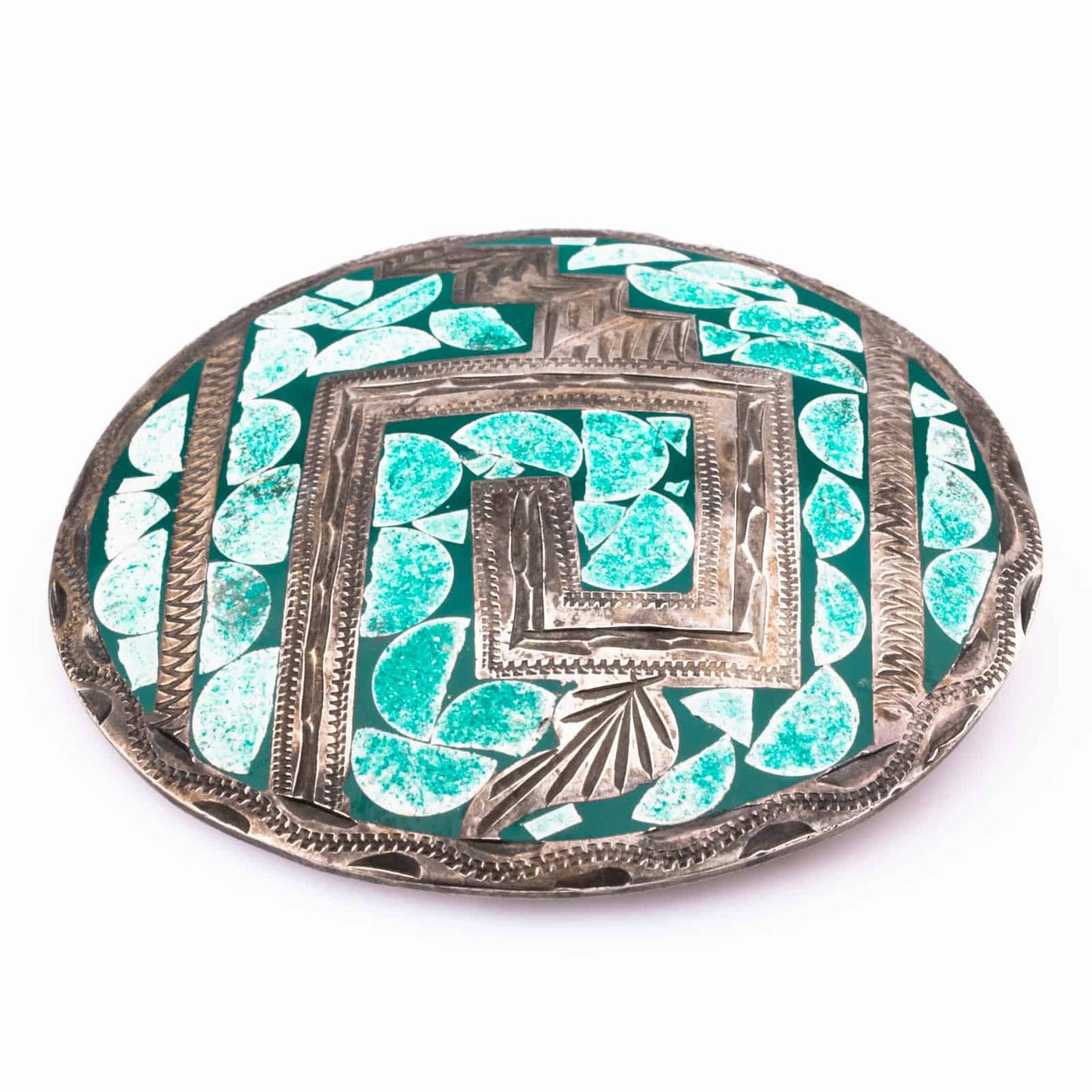 Mexico-Silber-Brosche-Türkis-Inlay
