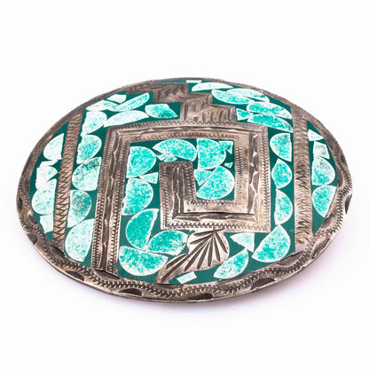 Mexico-Silber-Brosche-Türkis-Inlay