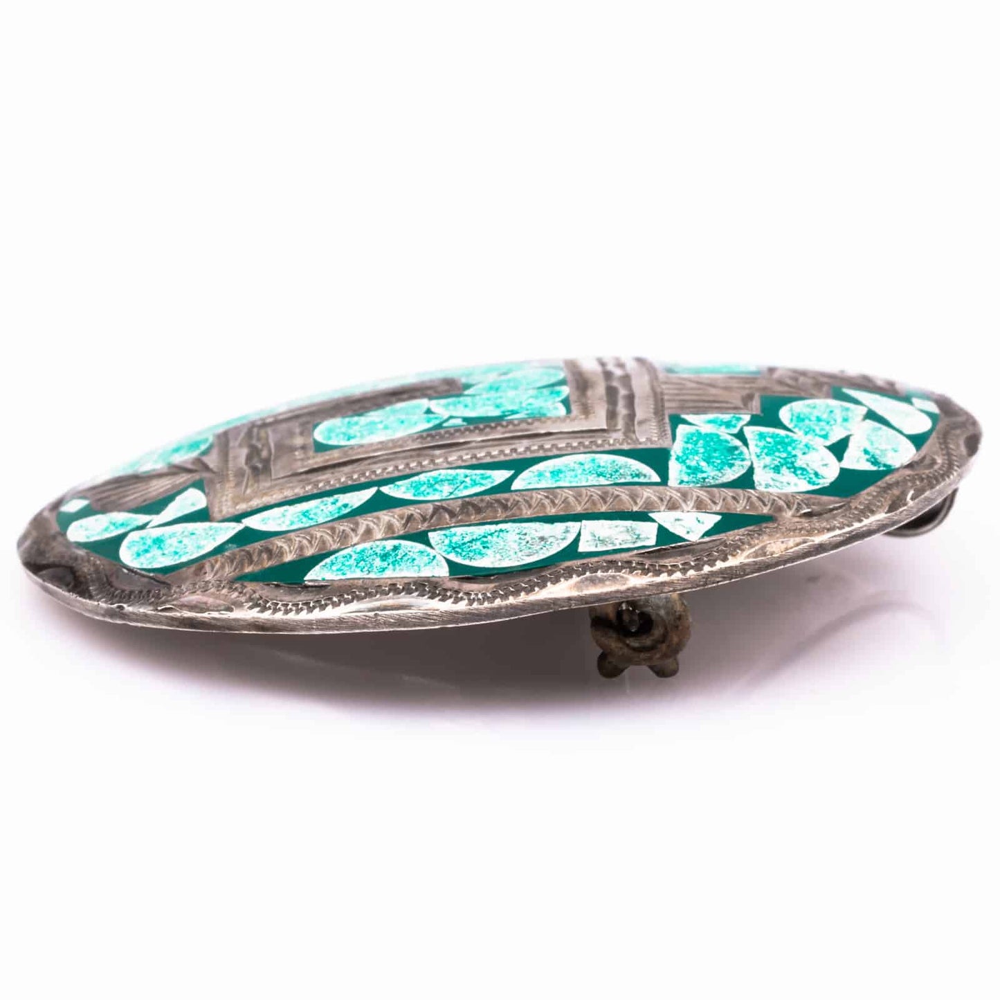 Mexico-Silber-Brosche-Türkis-Inlay