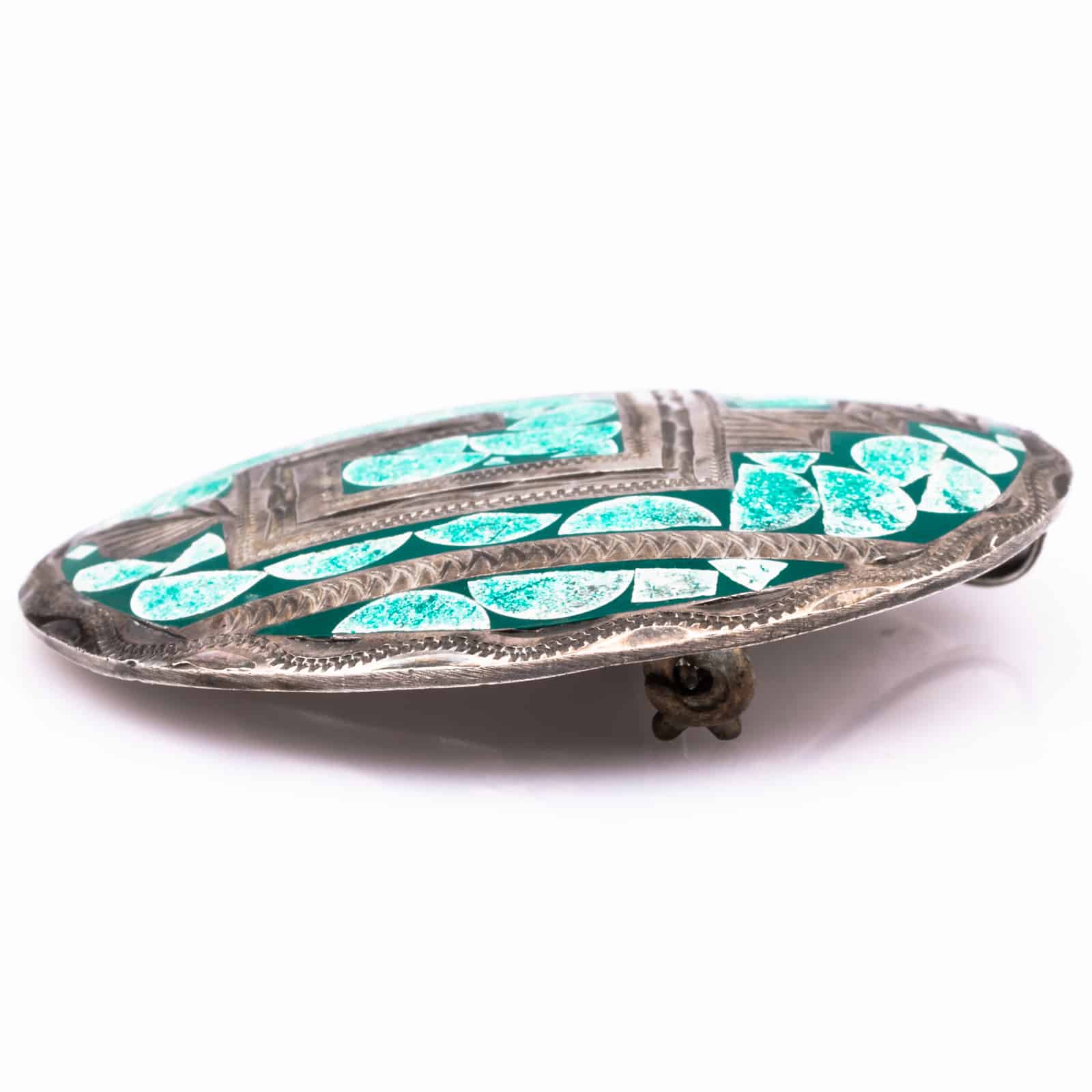 Mexico-Silber-Brosche-Türkis-Inlay