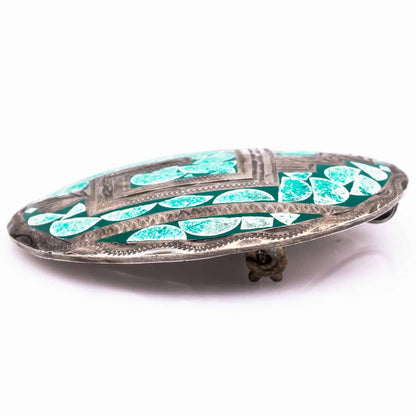 Mexico-Silber-Brosche-Türkis-Inlay