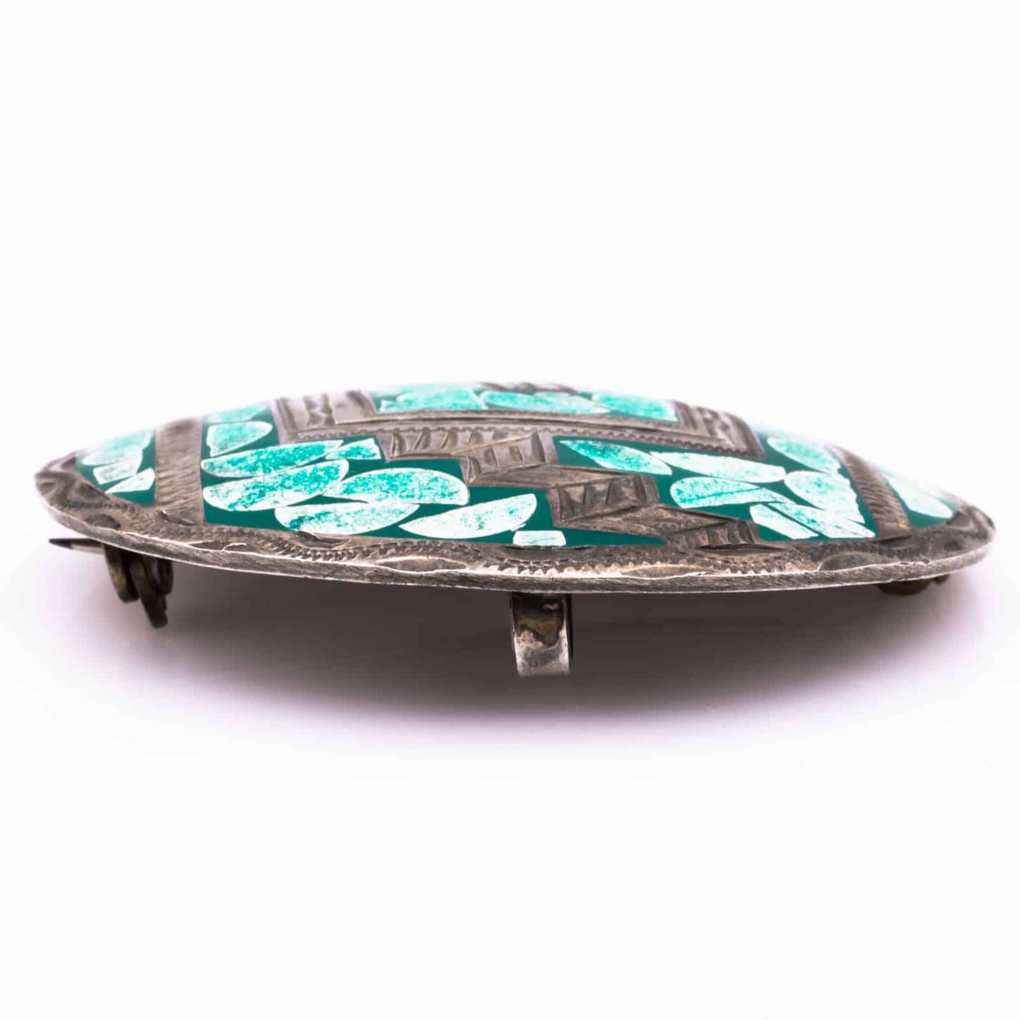 Mexico-Silber-Brosche-Türkis-Inlay