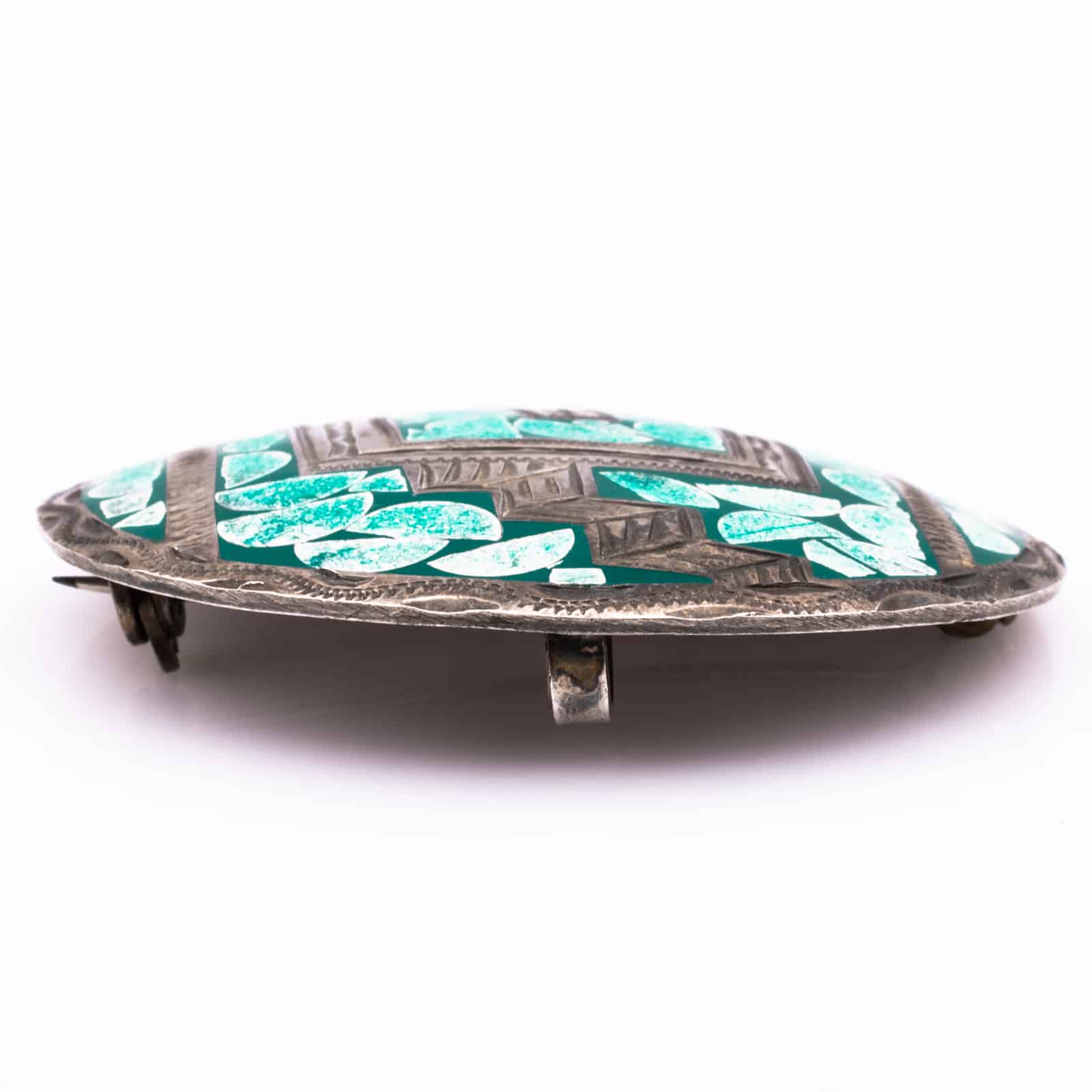 Mexico-Silber-Brosche-Türkis-Inlay