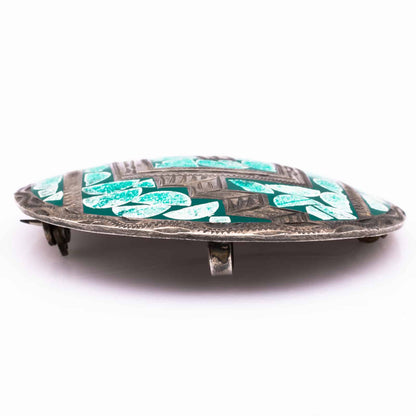 Mexico-Silber-Brosche-Türkis-Inlay