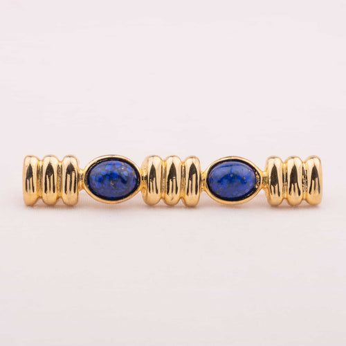 CAROLEE gold plated brooch with oval lapis lazuli