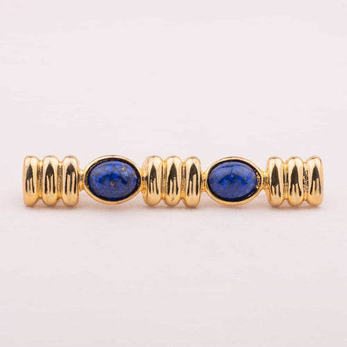 CAROLEE gold plated brooch with oval lapis lazuli