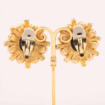 Ciner-Ohrclips-Schwarzer-Cabochon-Perlen-Rückseite