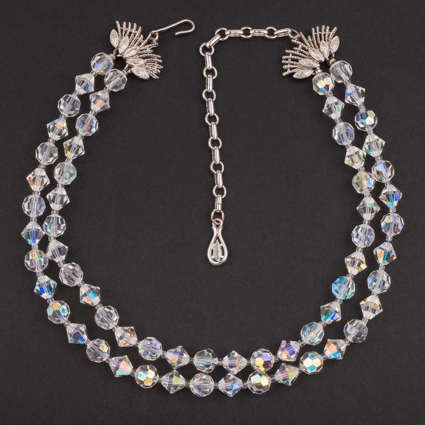 Coro-zweireihige-Kristallperlen-Halskette-50s