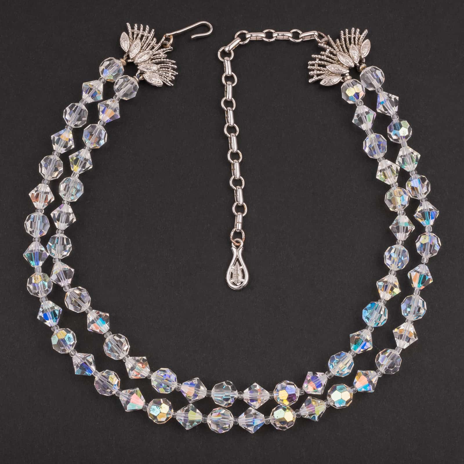 Coro-zweireihige-Kristallperlen-Halskette-50s