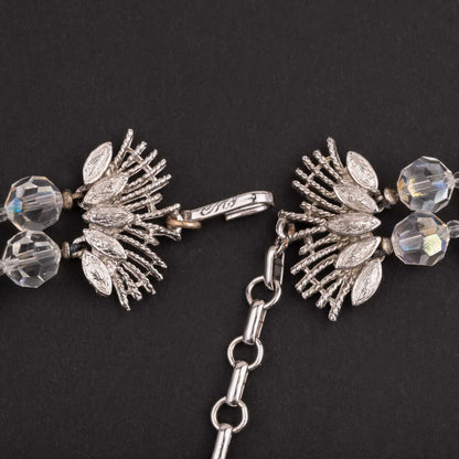 Coro-zweireihige-Kristallperlen-Halskette-50s-Signatur