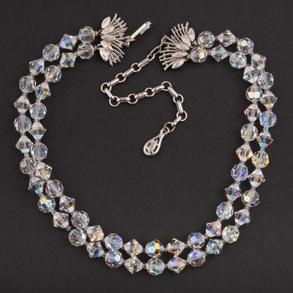 Coro-zweireihige-Kristallperlen-Halskette-50s