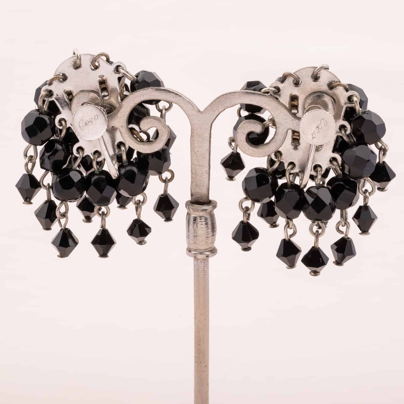 Coro-Schwarze-Cha-Cha-Ohrringe-Kristallperlen-Rückseiten