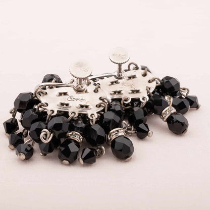 Coro-Schwarze-Cha-Cha-Ohrringe-Kristallperlen-Signatur