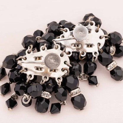 Coro-Schwarze-Cha-Cha-Ohrringe-Kristallperlen-Rückseiten-mit-Signatur