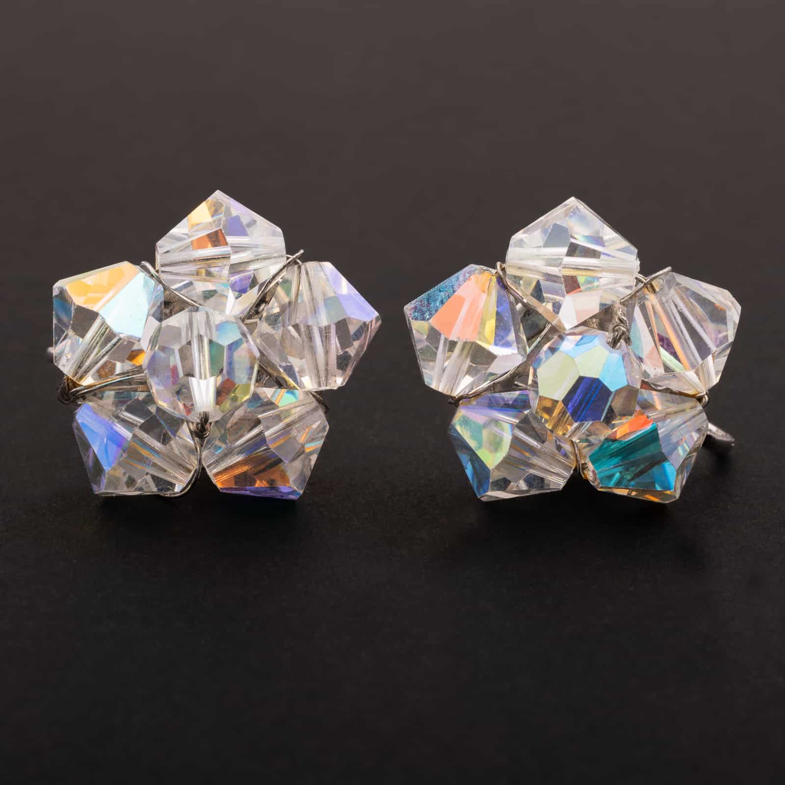 Coro-Ohrringe-50s-Aurora-Borealis-Kristallperlen