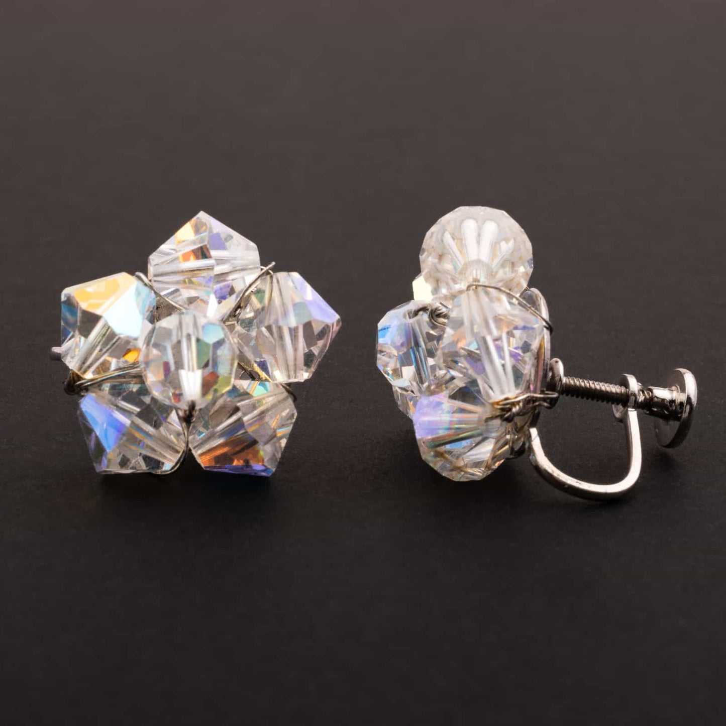 Coro-Ohrringe-50s-Aurora-Borealis-Kristallperlen