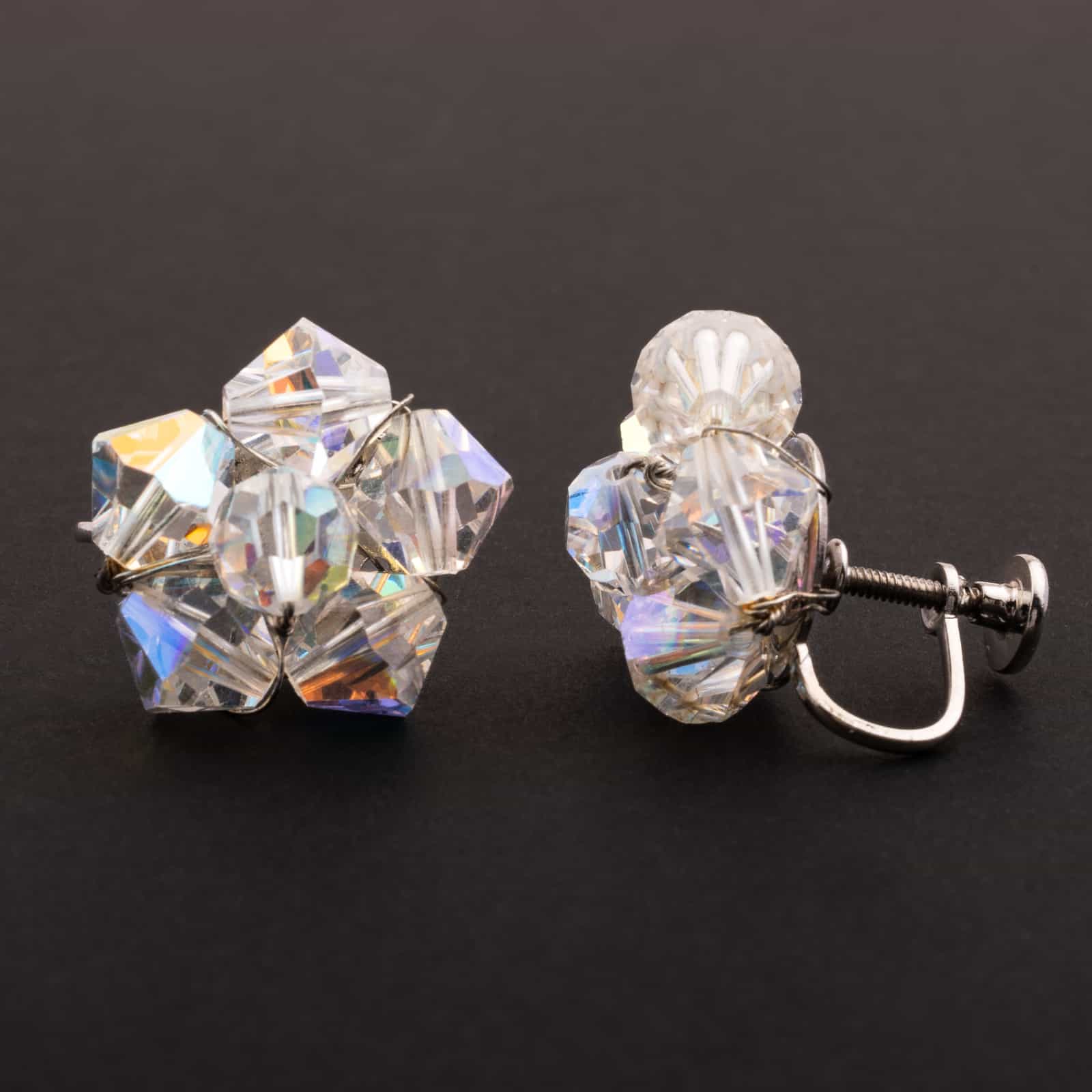 Coro-Ohrringe-50s-Aurora-Borealis-Kristallperlen