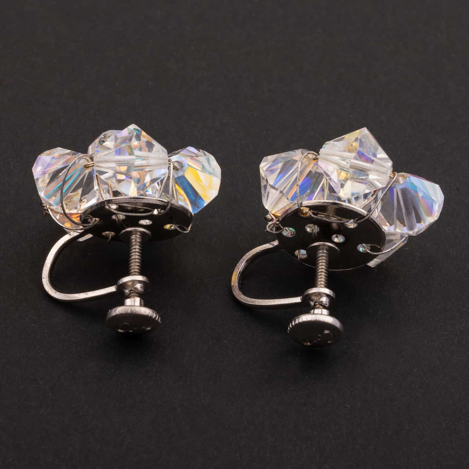 Coro-Ohrringe-50s-Aurora-Borealis-Kristallperlen-zum-Schrauben