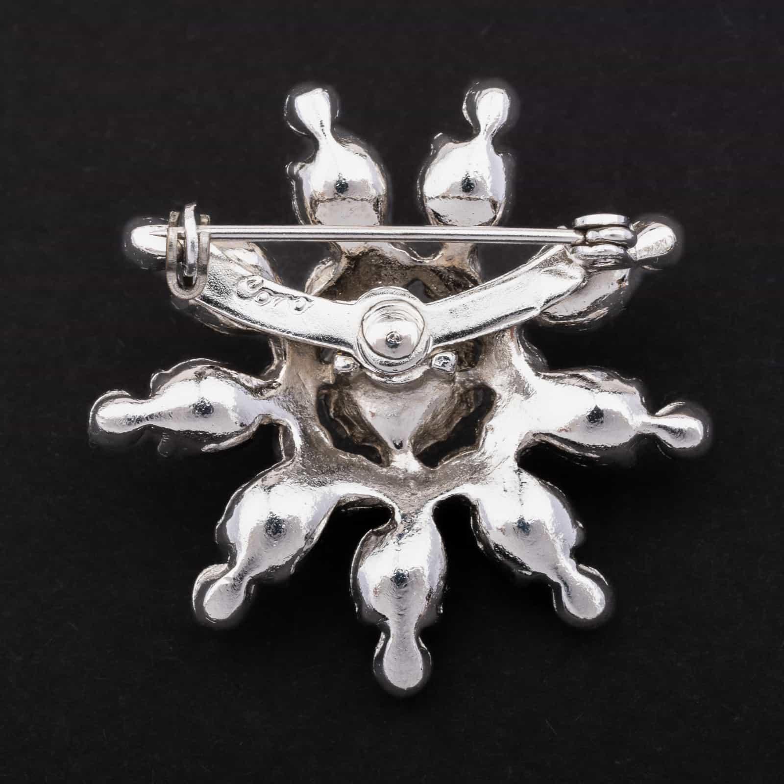 Coro-Strass-Brosche-silberfarben-Sternform-Rückseite-Signatur