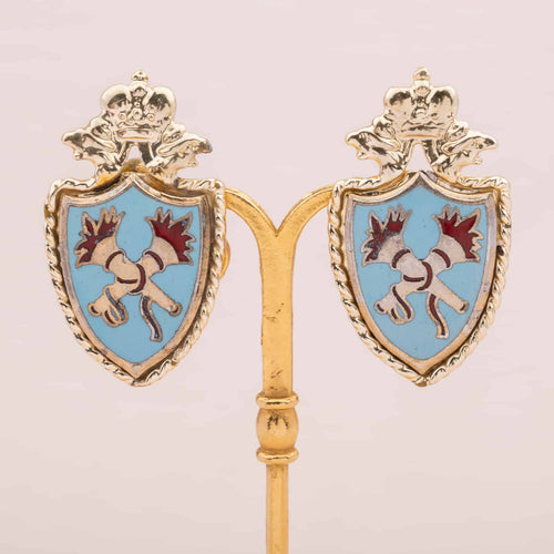 CORO Ohrringe im Royalen Wappen Design aus den 40s