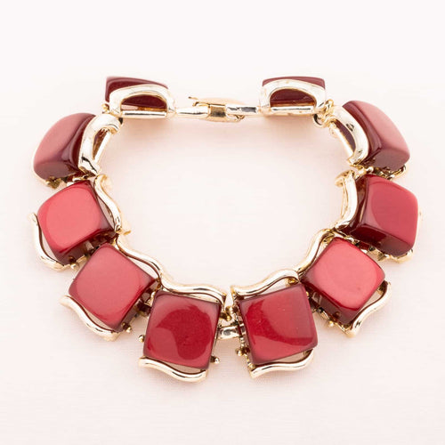 CORO Armband mit quadratischen Lucite Steinen in Dunkelrot