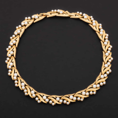 COROCRAFT gold plated necklace with pearls