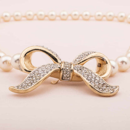 DANIEL SWAROVSKI pearl necklace with bow from the 80s