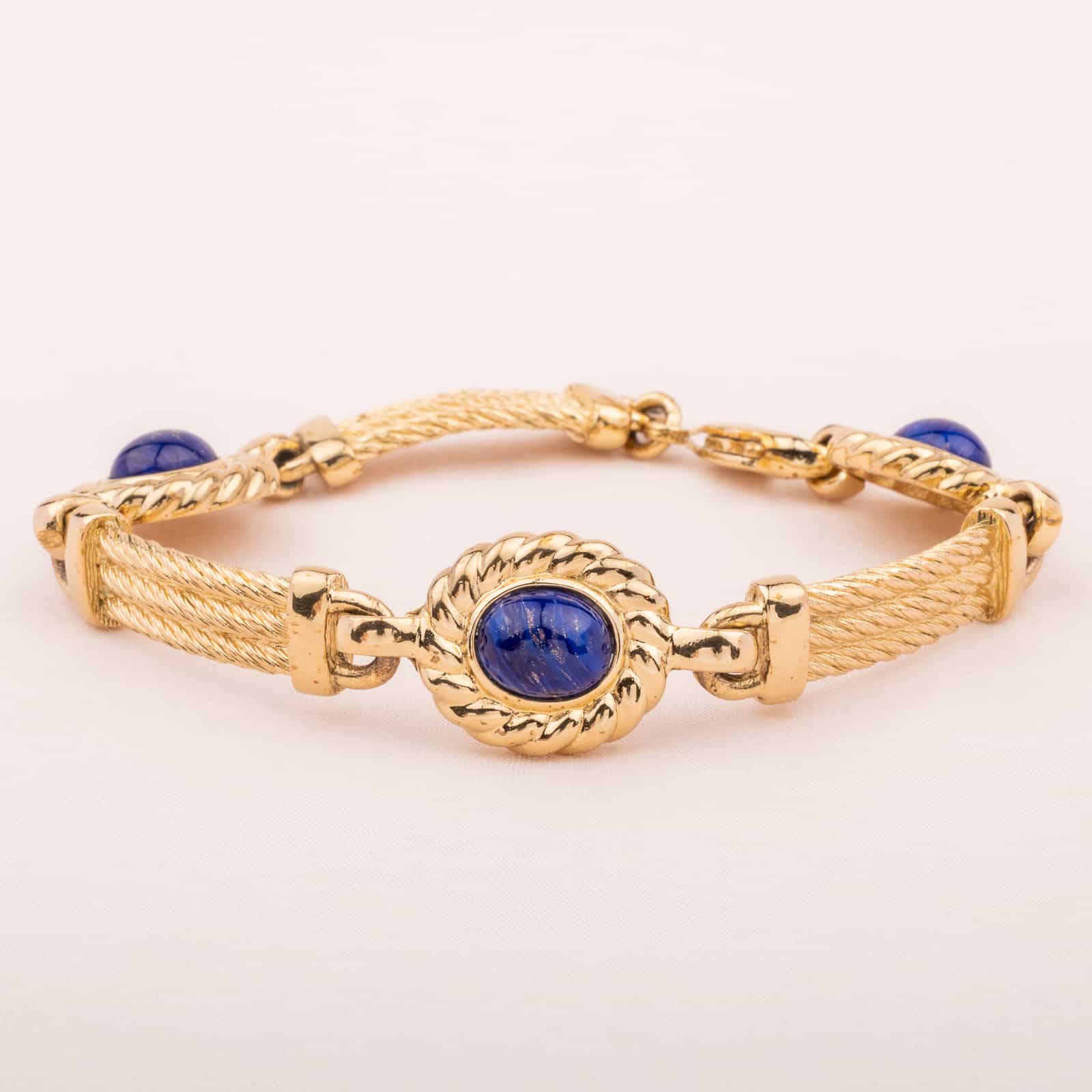 Dior-Armband-Lapislazuli-Cabochons-vergoldet-80s