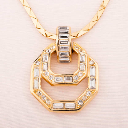 Dior-vergoldete-Halskette-Kristall-besetzter-Anhänger