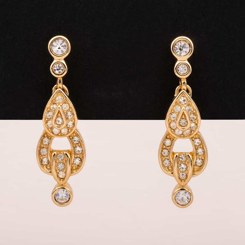 DIOR gold plated drop earrings set with crystals