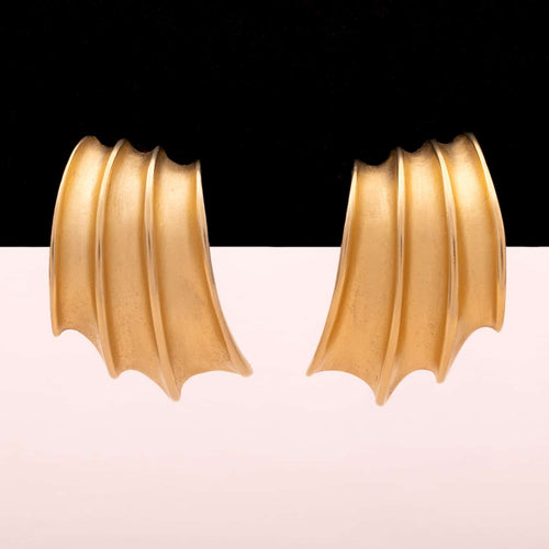 Vintage earrings matt gold plated half hoop earrings