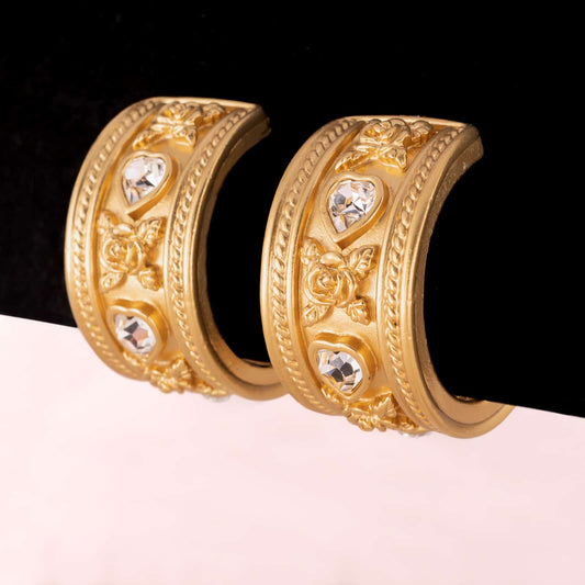 Elizabeth-Taylor-for-Avon-Ohrclips-Strass-Herzen-Rosen-Halbkreolen