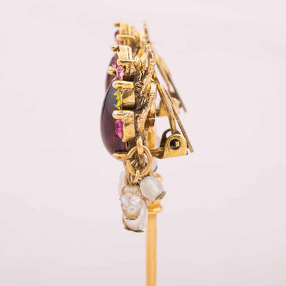 Frorenza-Antik-Revival-clips-pink-Cabochons-und-Perlen-Seitenansicht
