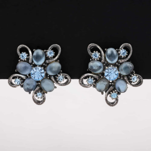 FLORENZA Ohrclips mit blauen Cabochons