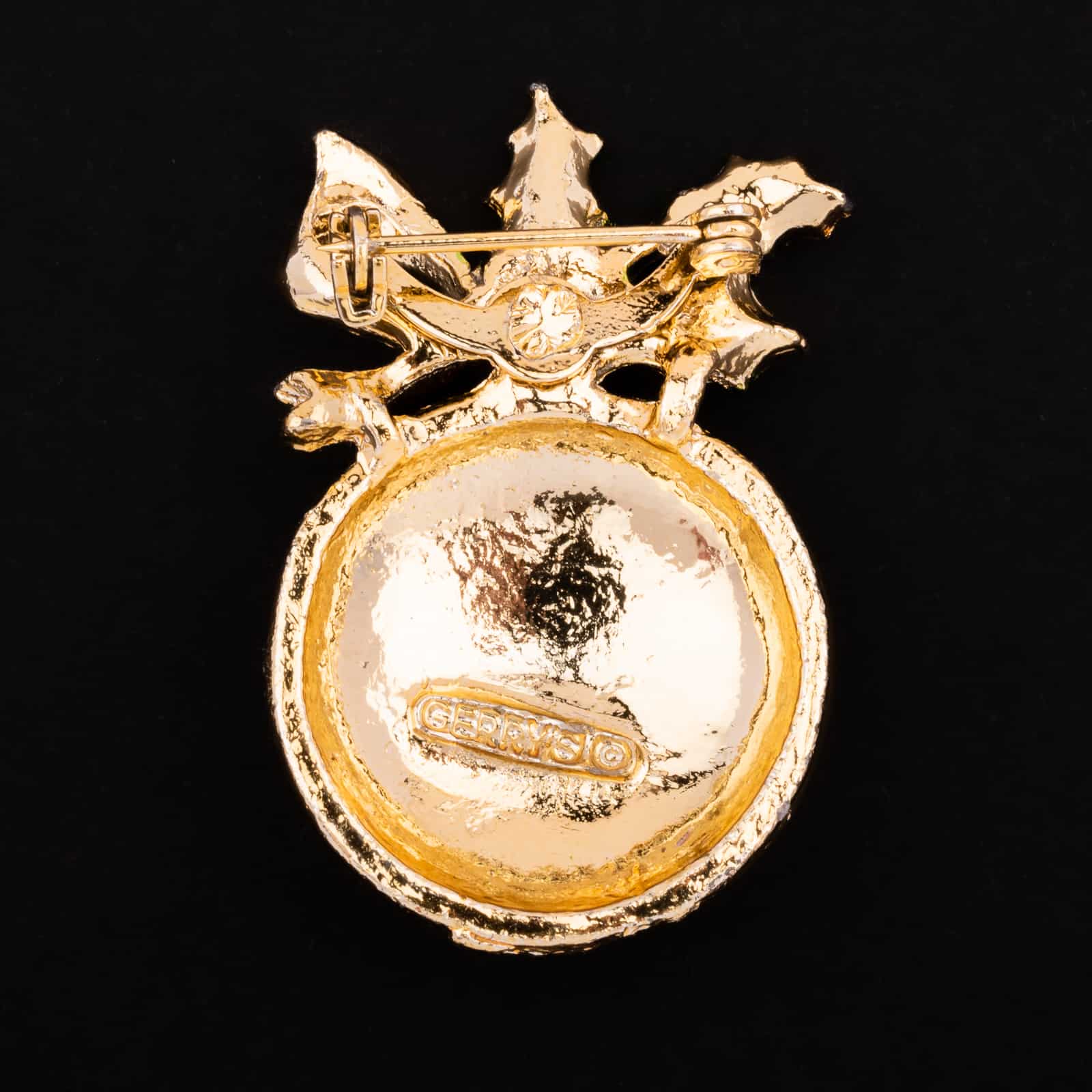 Gerrys-Vintage-Brosche-Weihnachtskugel-goldfarben-Rückseite