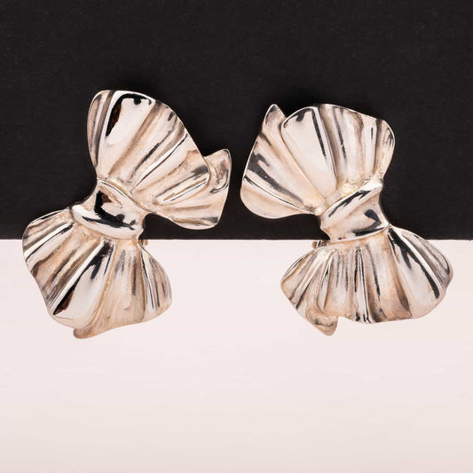 Givenchy-Schleifen-Ohrclips-versilbert-80s
